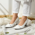 White Wave Block Heel PIU_247 Patent Rexine ladies shoes PumpItUp.pk