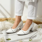 White Wave Block Heel PIU_247 Patent Rexine ladies shoes PumpItUp.pk