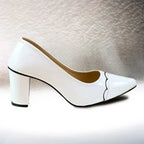 White Wave Block Heel PIU_247 Patent Rexine ladies shoes PumpItUp.pk