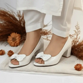 White Whisper Peep Toe Block Heel PIU_181 White Patent Rexine ladies shoes PumpItUp.pk