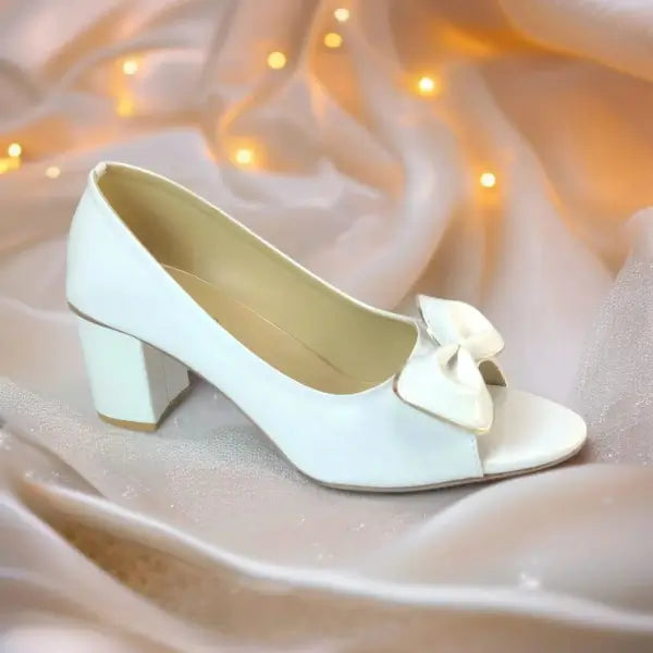 White Whisper Peep Toe Block Heel PIU_181