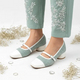 White Woven Retro Block Heel PIU_246