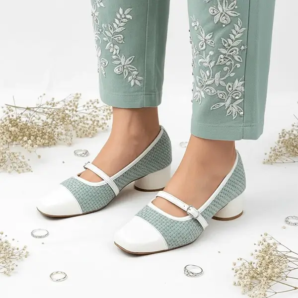White Woven Retro Block Heel PIU_246 Patent & Amarah Rexine ladies shoes PumpItUp.pk
