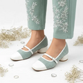 White Woven Retro Block Heel PIU_246 Patent & Amarah Rexine ladies shoes PumpItUp.pk