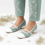 White Woven Retro Block Heel PIU_246 Patent & Amarah Rexine ladies shoes PumpItUp.pk