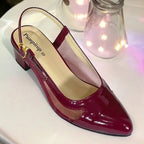 "Wine Mehroon Patent Rexine Slingback Heels for Women - PIU_282 | PumpItUp"