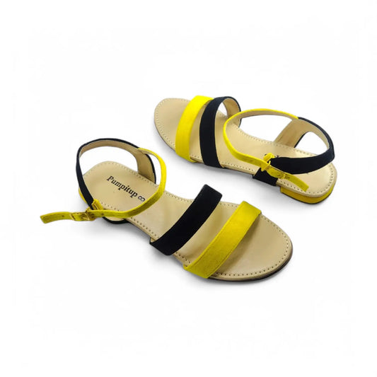 Yellow & Black Casual Flat Sandal PIU_71