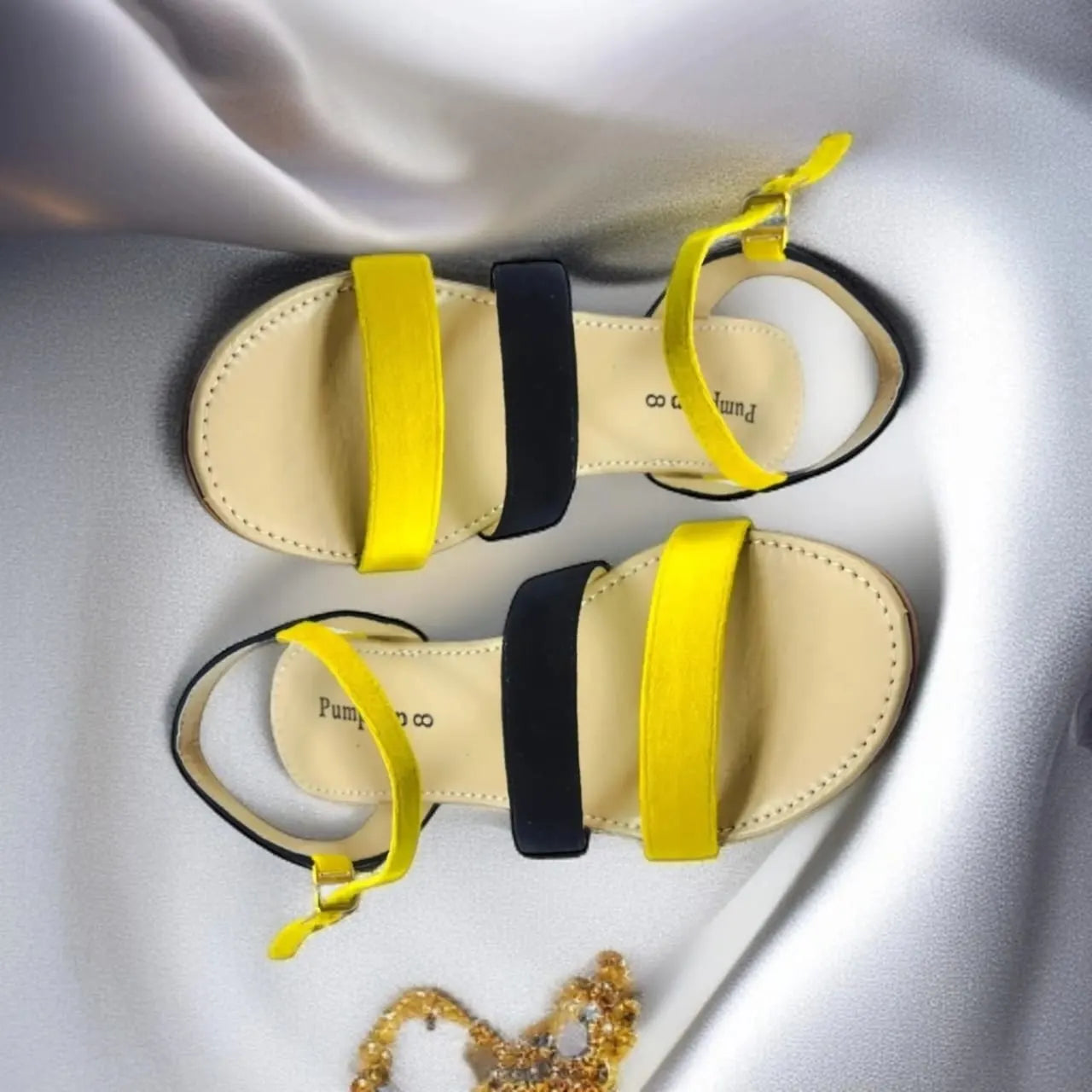 Yellow & Black Casual Flat Sandal PIU_71