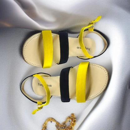 Yellow & Black Casual Flat Sandal PIU_71