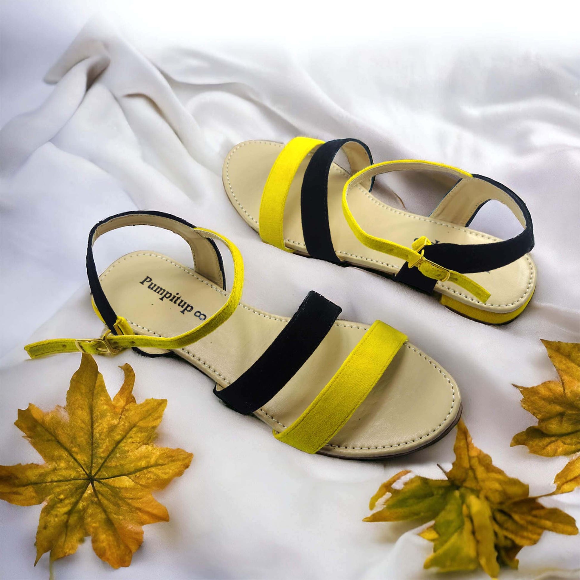 Yellow & Black Casual Flat Sandal PIU_71