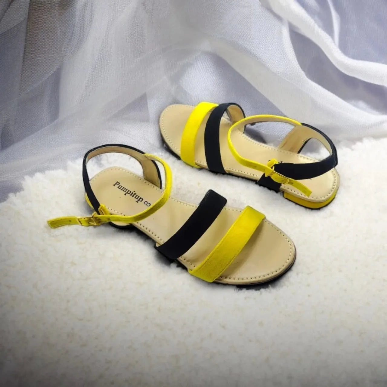 Yellow & Black Casual Flat Sandal PIU_71