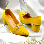 Yellow Elite Muse Block Heels PIU_234 Amarah rexine shoes PumpItUp.pk