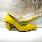 Yellow Texture Comfy Block Heel Pump PIU_142 sofa rexine ladies shoes PumpItUp.pk