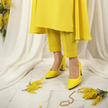 Yellow Texture Comfy Block Heel Pump PIU_142 sofa rexine ladies shoes PumpItUp.pk
