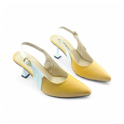 Yellow & White Classy Heel Pump PIU_125