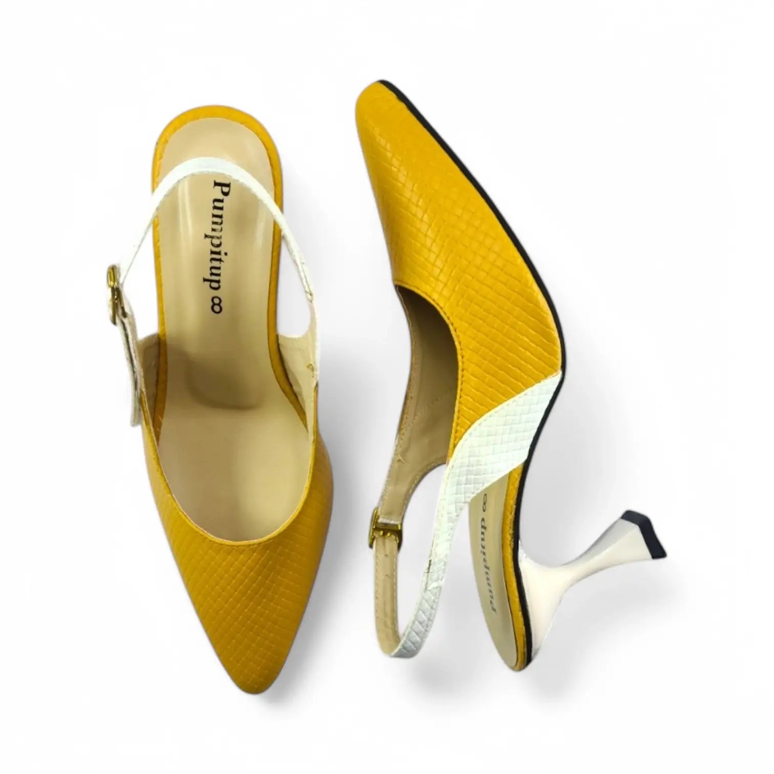 Yellow & White Classy Heel Pump PIU_125