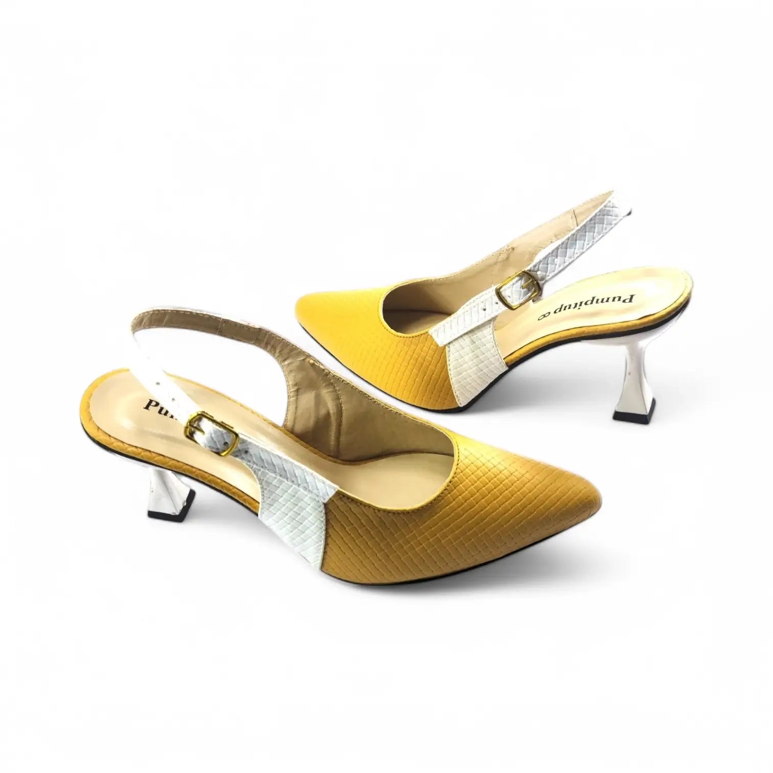 Yellow & White Classy Heel Pump PIU_125