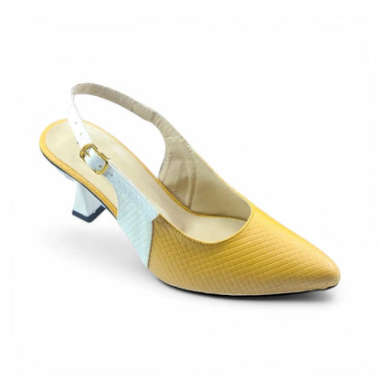 Yellow & White Classy Heel Pump PIU_125