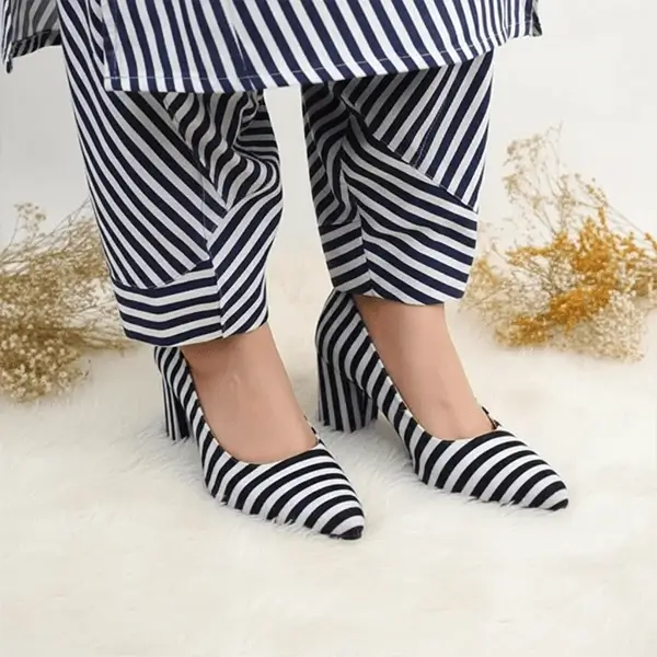 Zebra Charm Block Heels PIU_206 Amarah Rexine ladies shoes PumpItUp.pk